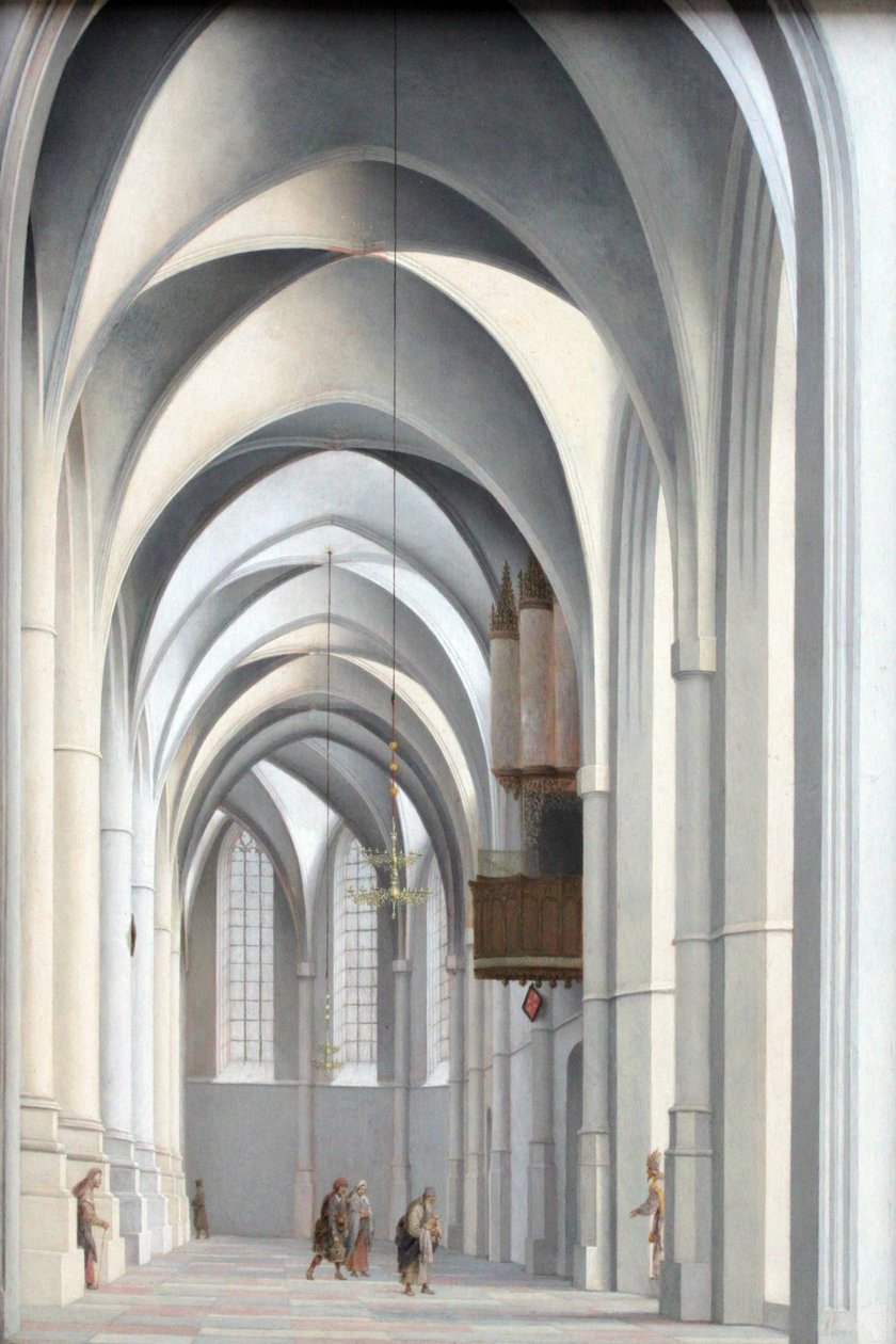 Näkymä Harlemissa sijaitsevan Saint Bavon kuoron parvelle tekijältä Pieter Jansz. Saenredam