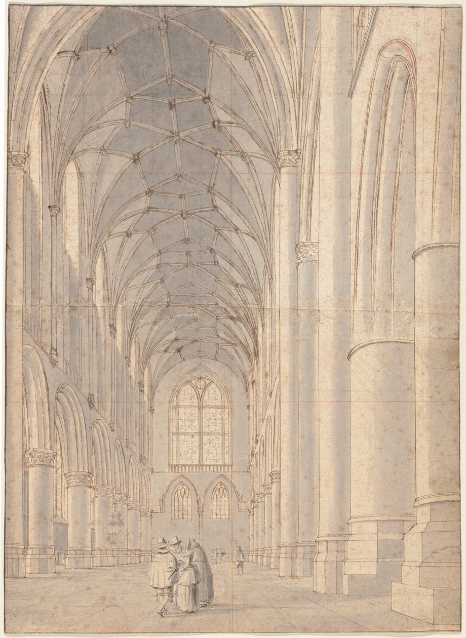 Pyhän Bavon kirkon sisustus, Haarlem tekijältä Pieter Jansz Saenredam