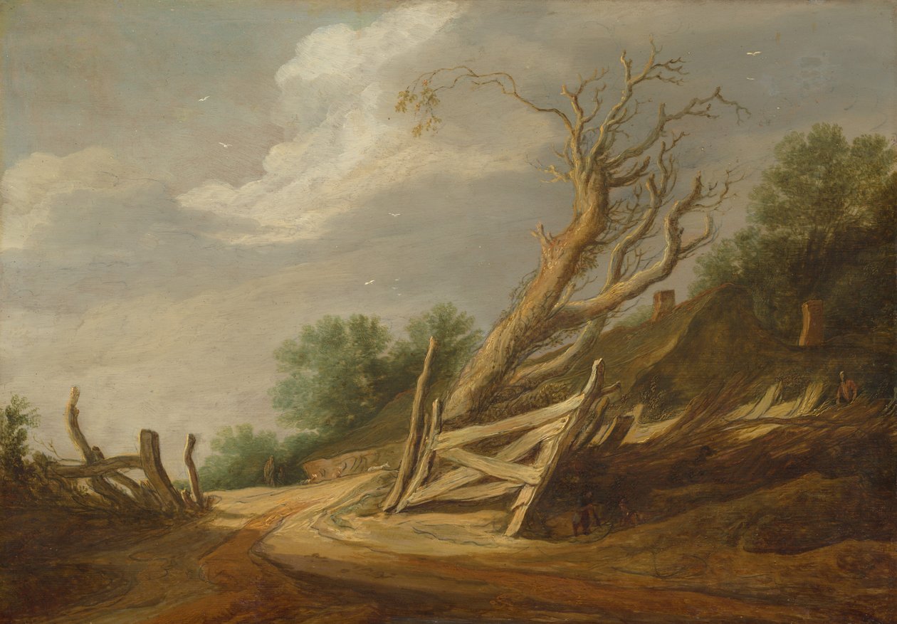 Maisema avoimella portilla, noin 1630-1635 (öljy paneelille). tekijältä Pieter Molijn