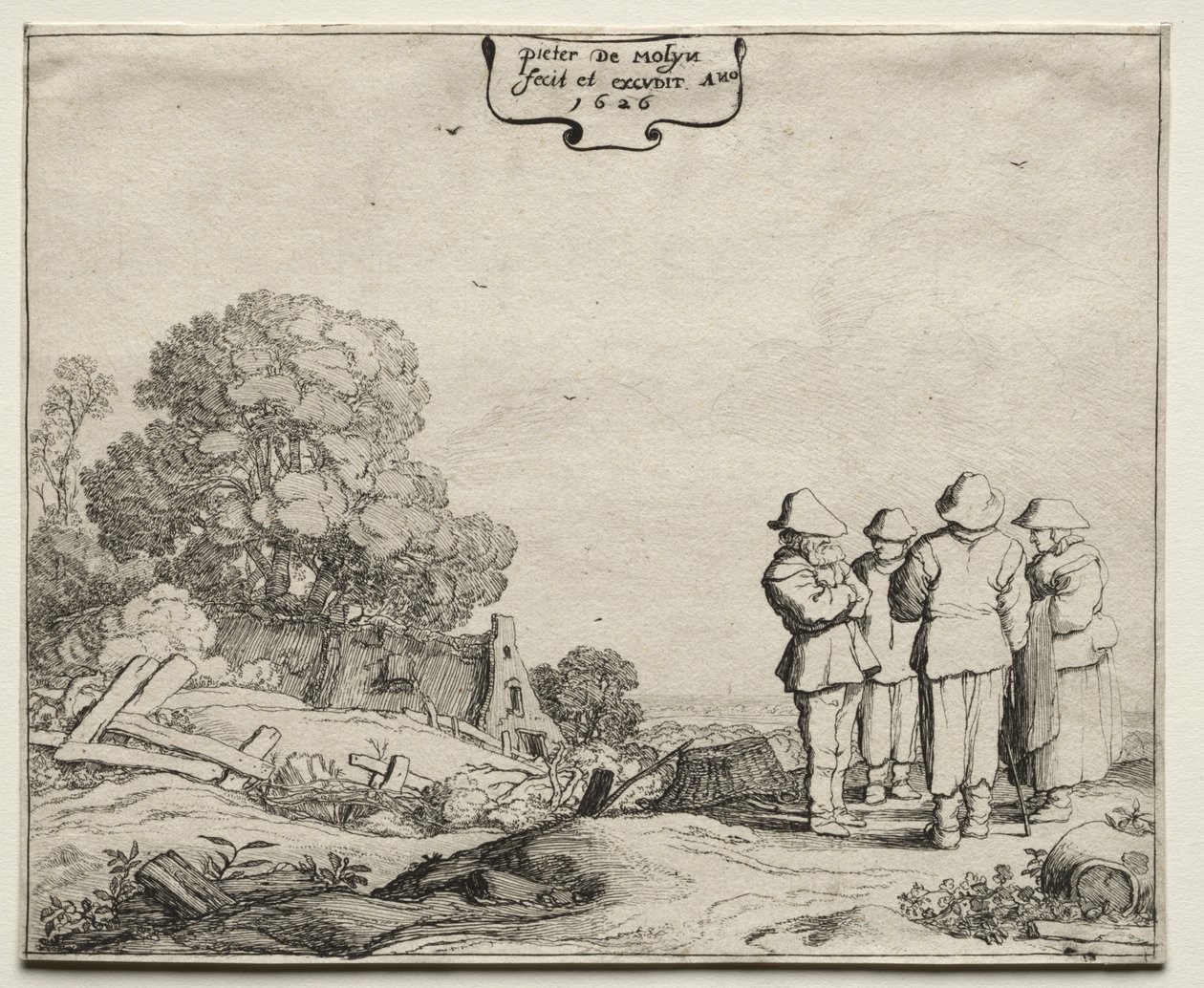 Maisema neljän talonpojan kanssa keskustelemassa, 1626. tekijältä Pieter Molyn