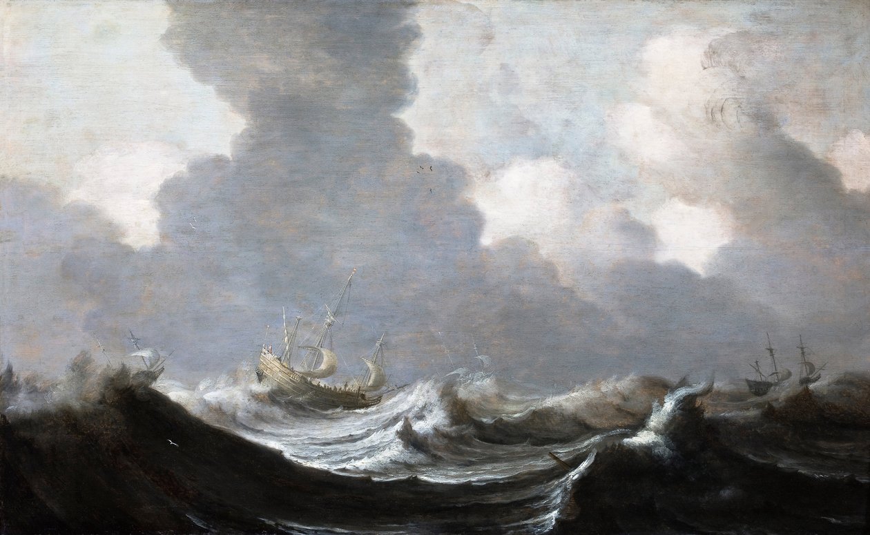 Neljä alusta juoksemassa ennen kaatoa, 1630 tekijältä Pieter Mulier the Elder