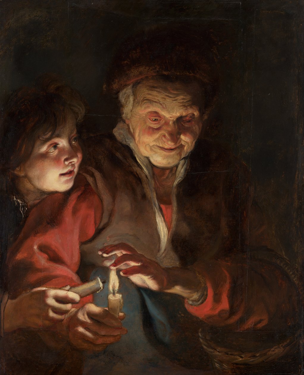 Vanha nainen ja poika kynttilöiden kanssa, n. 1616-1617. tekijältä Pieter Paul Rubens