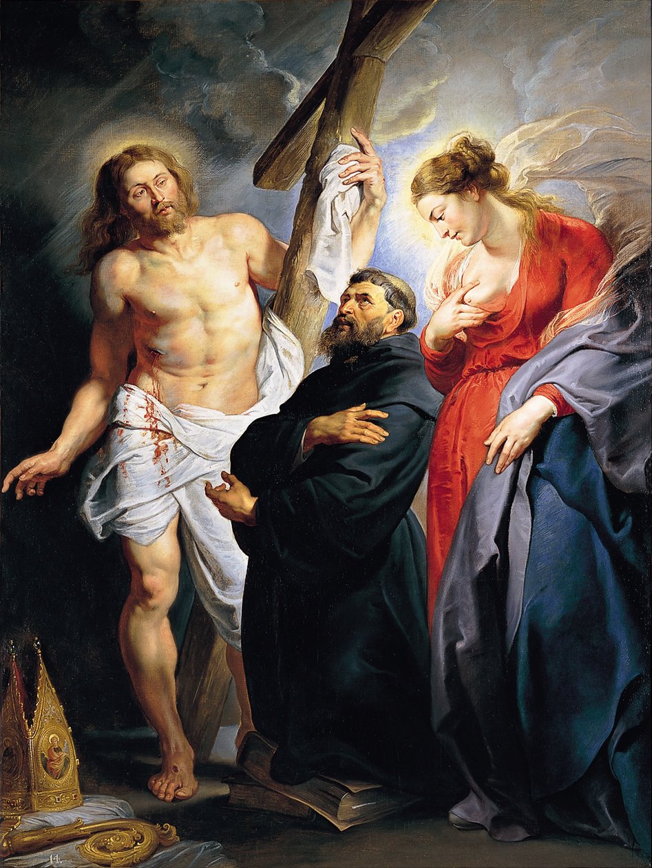 Pyhä Augustinus Kristuksen ja Neitsyen välillä tekijältä Peter Paul Rubens
