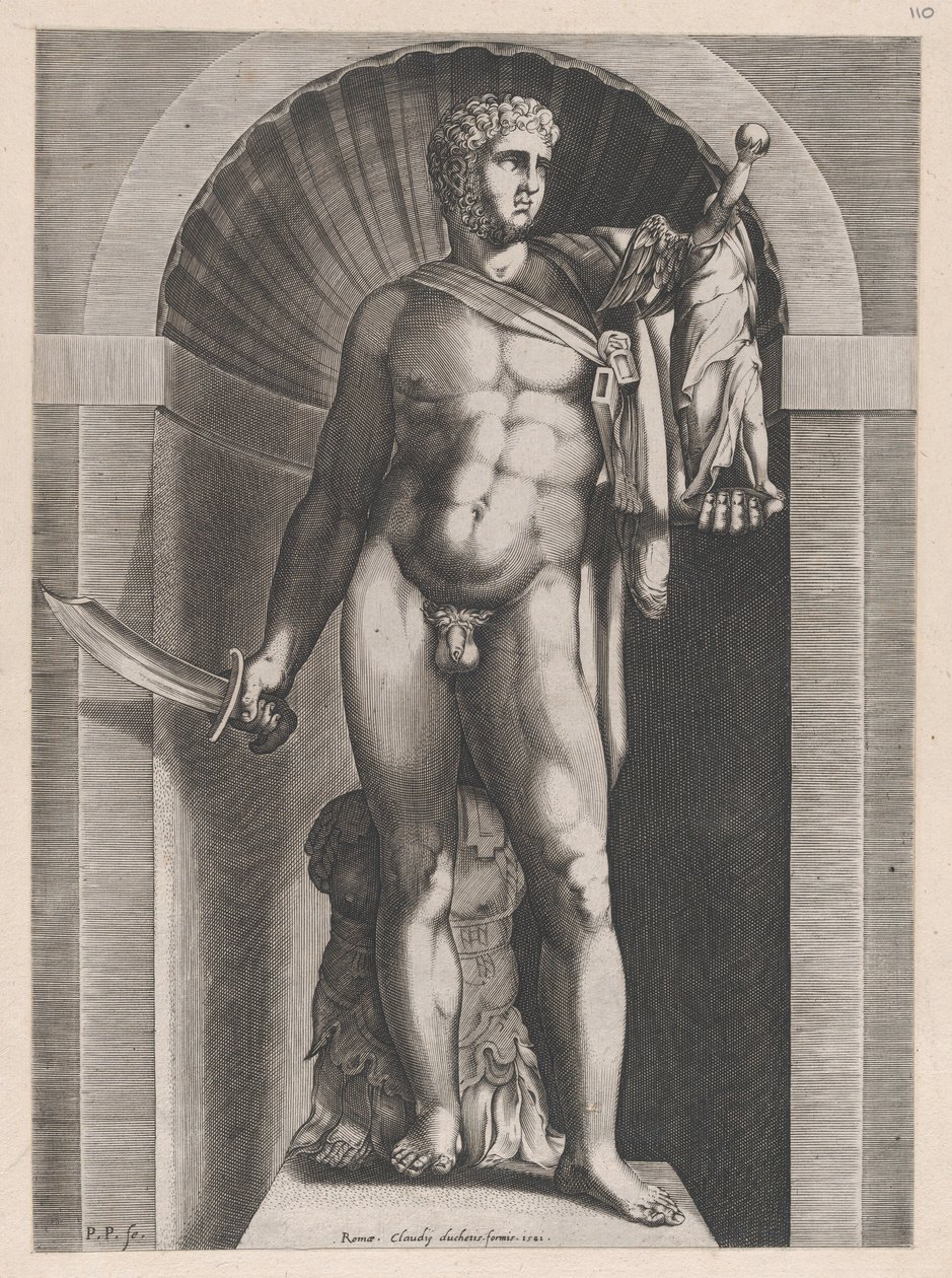Rooman loiston peili: Diomedes palladium vasemmassa kädessään, 1582, 1582. tekijältä Pieter Perret
