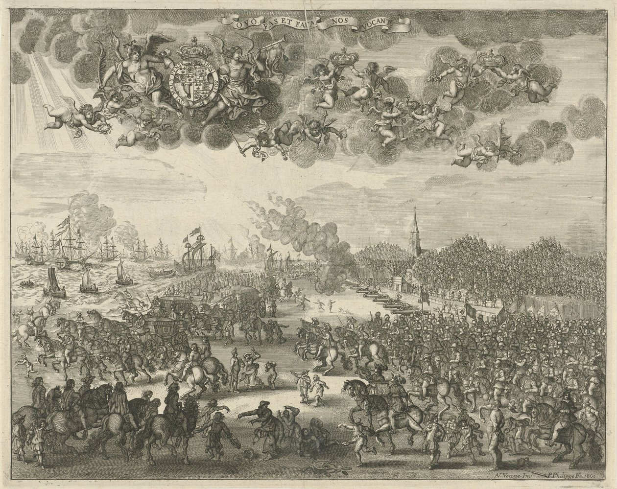 Kaarle II:n lähtö Scheveningenistä Englantiin, 1660 tekijältä Pieter Philippe