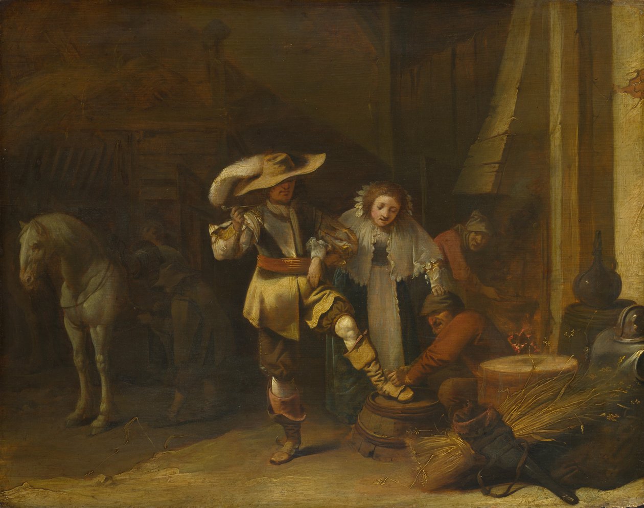 Mies ja nainen tallipihalla, 1630-luku tekijältä Pieter Quast