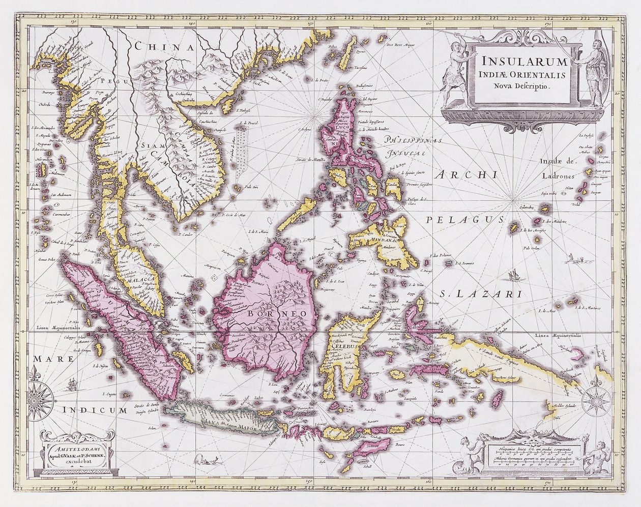 Kiinan ja Indonesian kartta, n. 1710 tekijältä Pieter Schenk