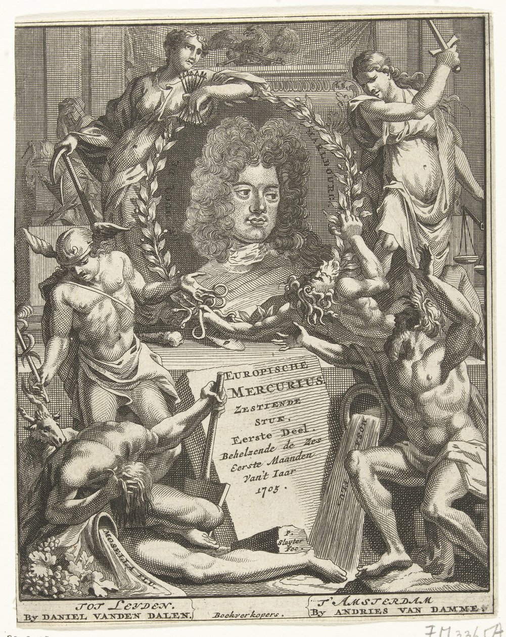 Euroopan Mercuryn nimilehti, 1705 tekijältä Pieter Sluyter