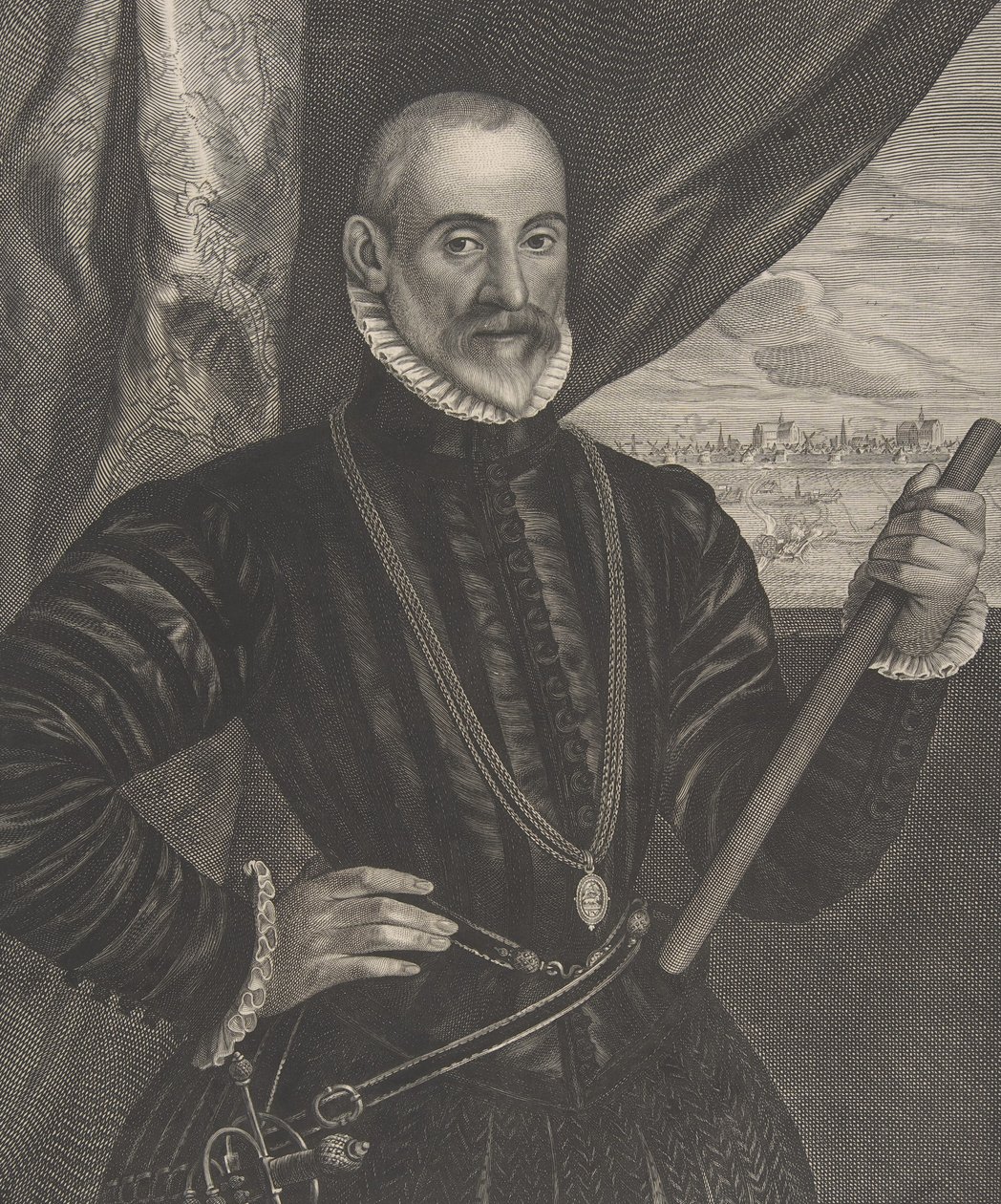 Francisco Valdes, espanjalainen komentaja, sarjasta Quatuor Personae..., 1649. tekijältä Pieter Soutman