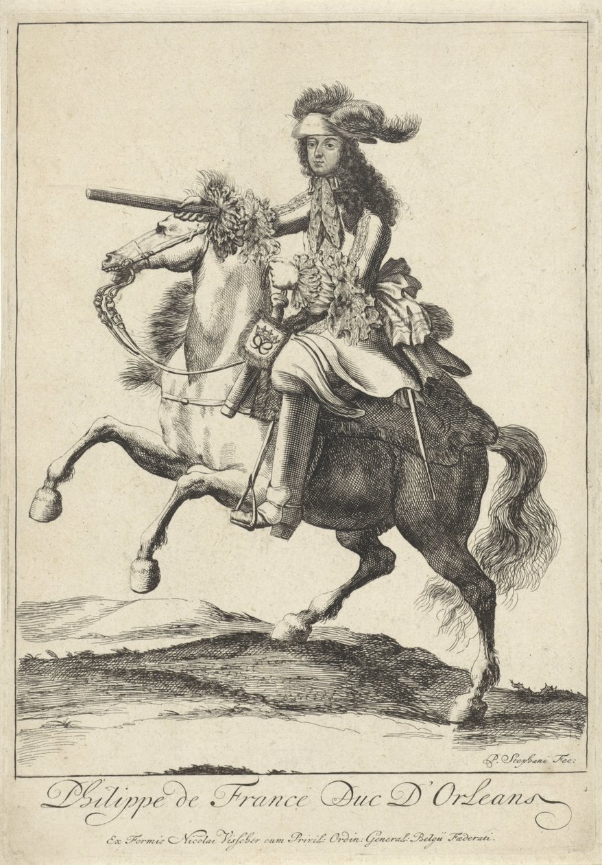 Orléansin herttua Philip I:n ratsastusmuotokuva tekijältä Pieter Stevens (vermeld in 1689)