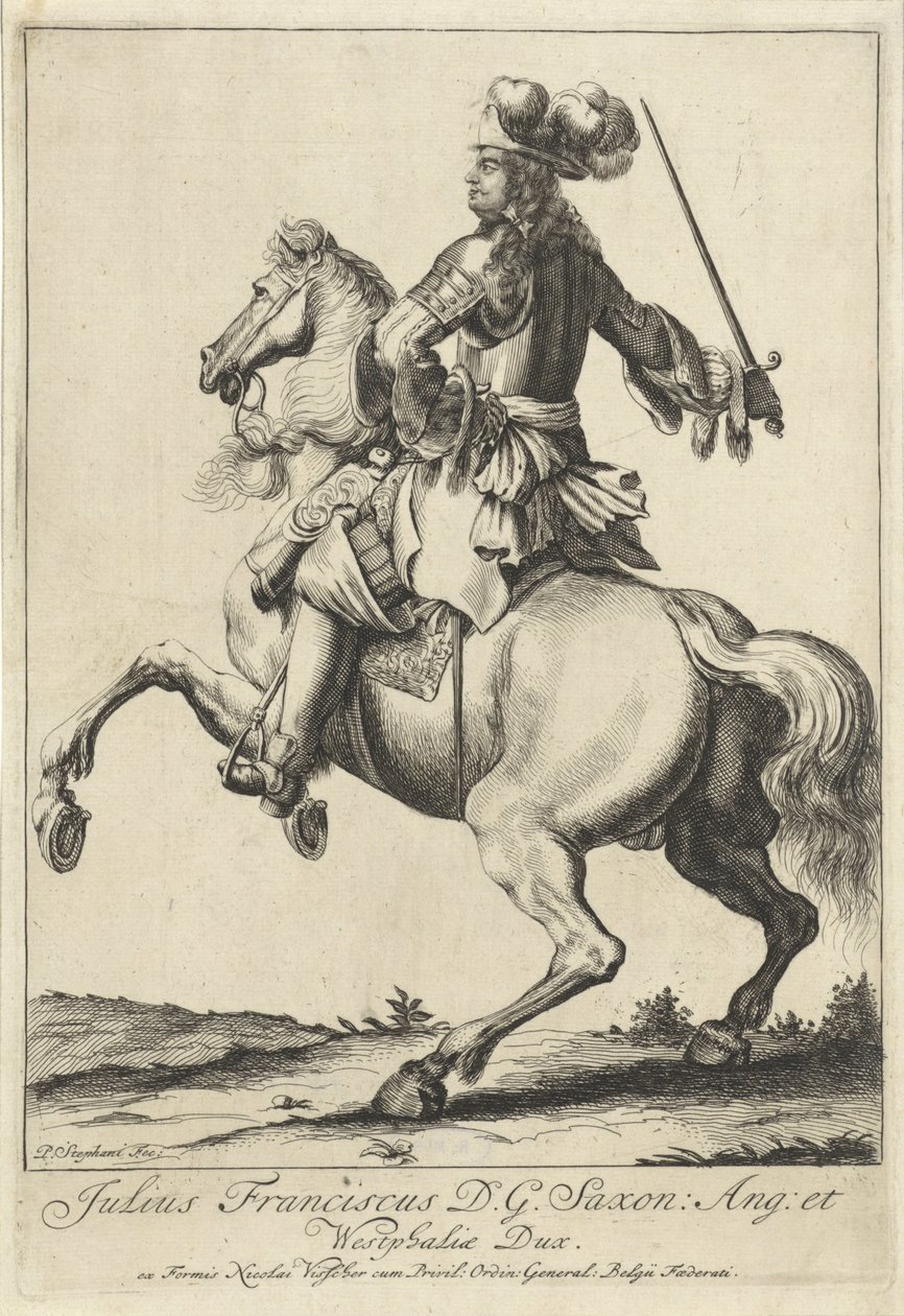 Julius Frans van Saxe-Lauenburgin ratsastusmuotokuva tekijältä Pieter Stevens (vermeld in 1689)