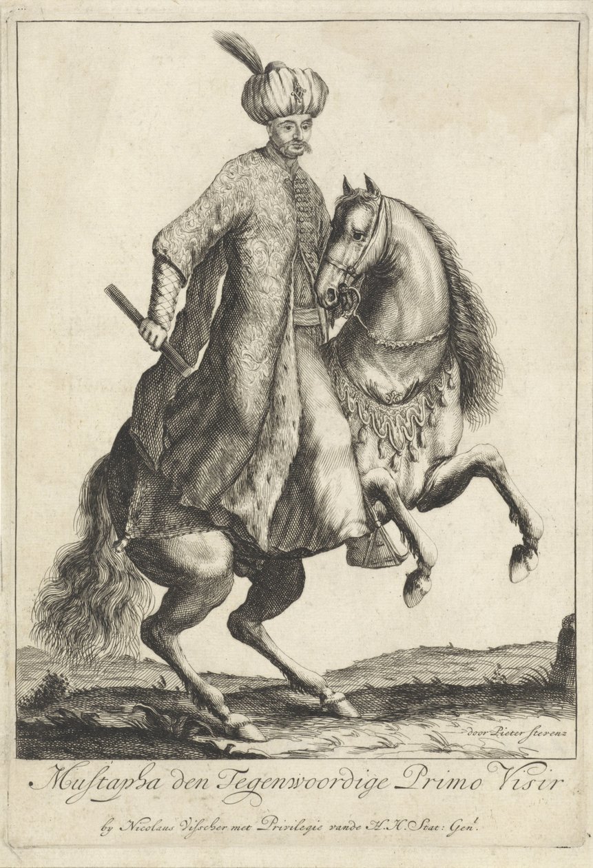 Turkin armeijan suurvisiirin Kara Mustafan ratsastusmuotokuva tekijältä Pieter Stevens (vermeld in 1689)