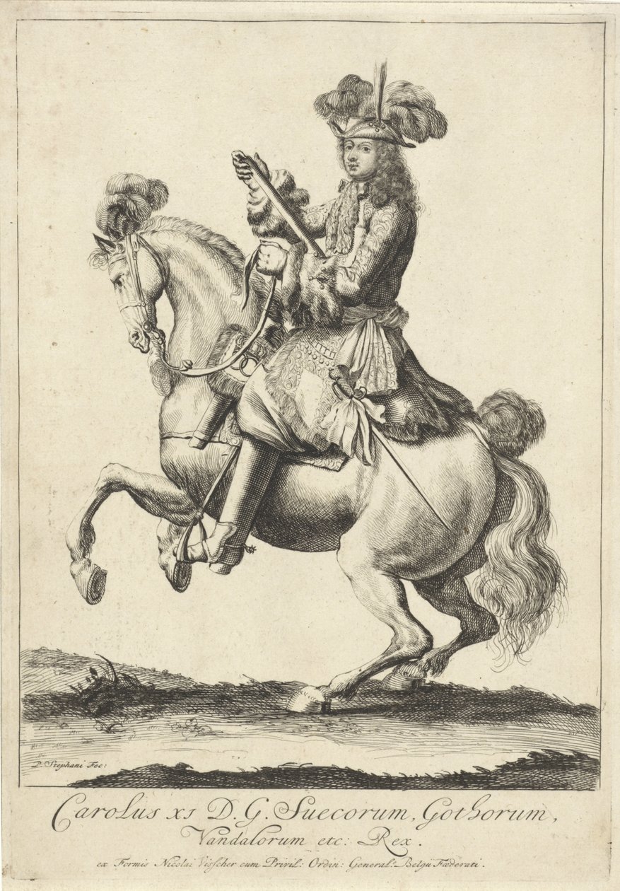 Retrat eqüestre del rei Carles XI de Suècia finlandès tekijältä Pieter Stevens (vermeld in 1689)