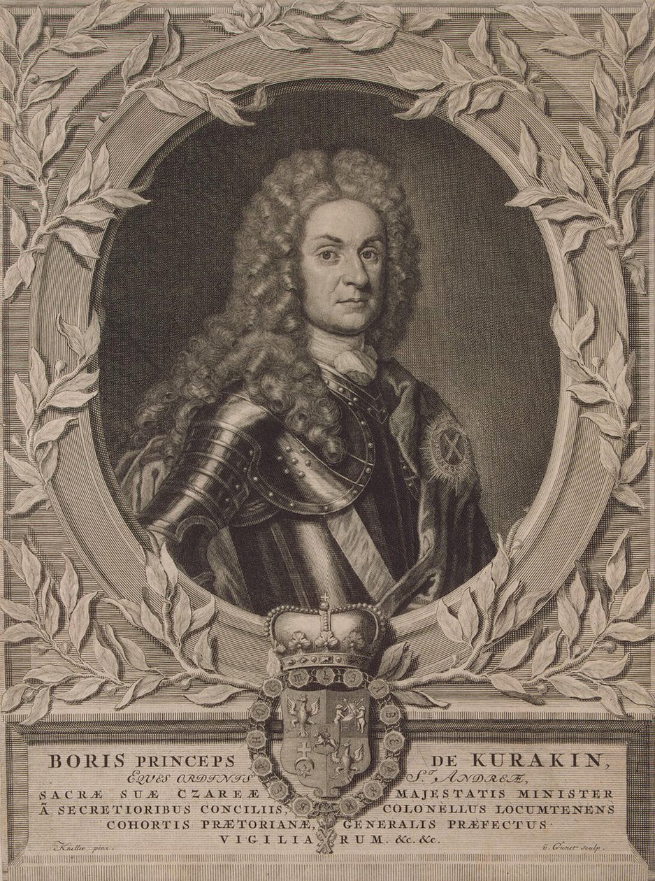 Prinssi Boris Ivanovitš Kurakinin muotokuva 1676-1727, vuoden 1717 jälkeen tekijältä Pieter Stevens Gunst van