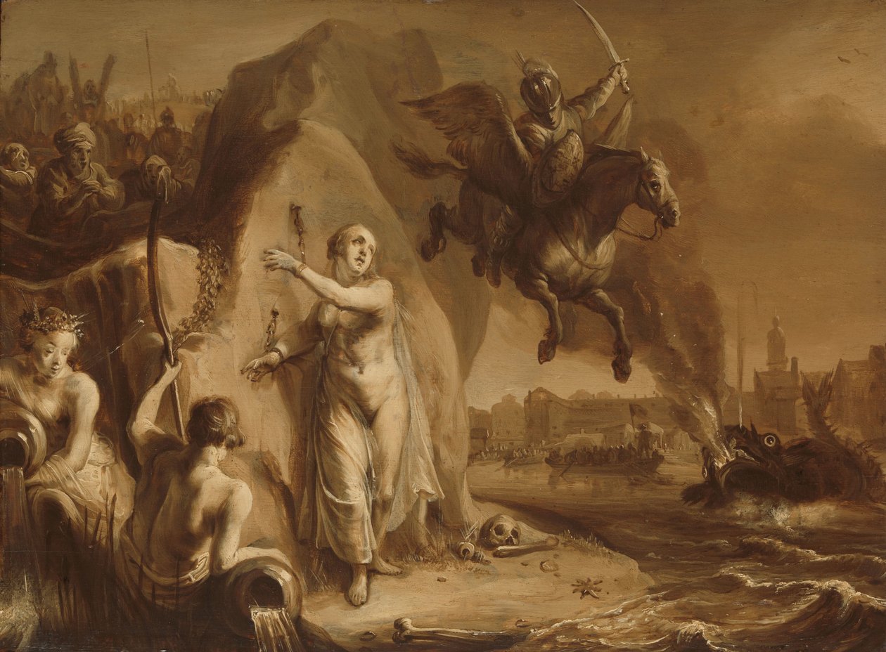 Perseus ja Andromeda. Prinssi Frederik Hendrikin allegoria Alankomaiden vapauttamisesta tekijältä Pieter Symonsz Potter (attributed to)