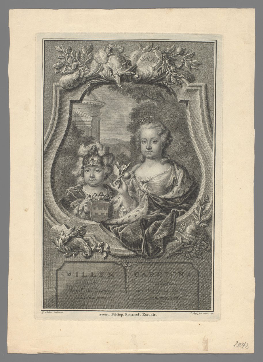 Muotokuva William V:stä, Orange-Nassaun prinssistä ja Carolinasta, Orange-Nassaun prinsessasta tekijältä Pieter Tanjé