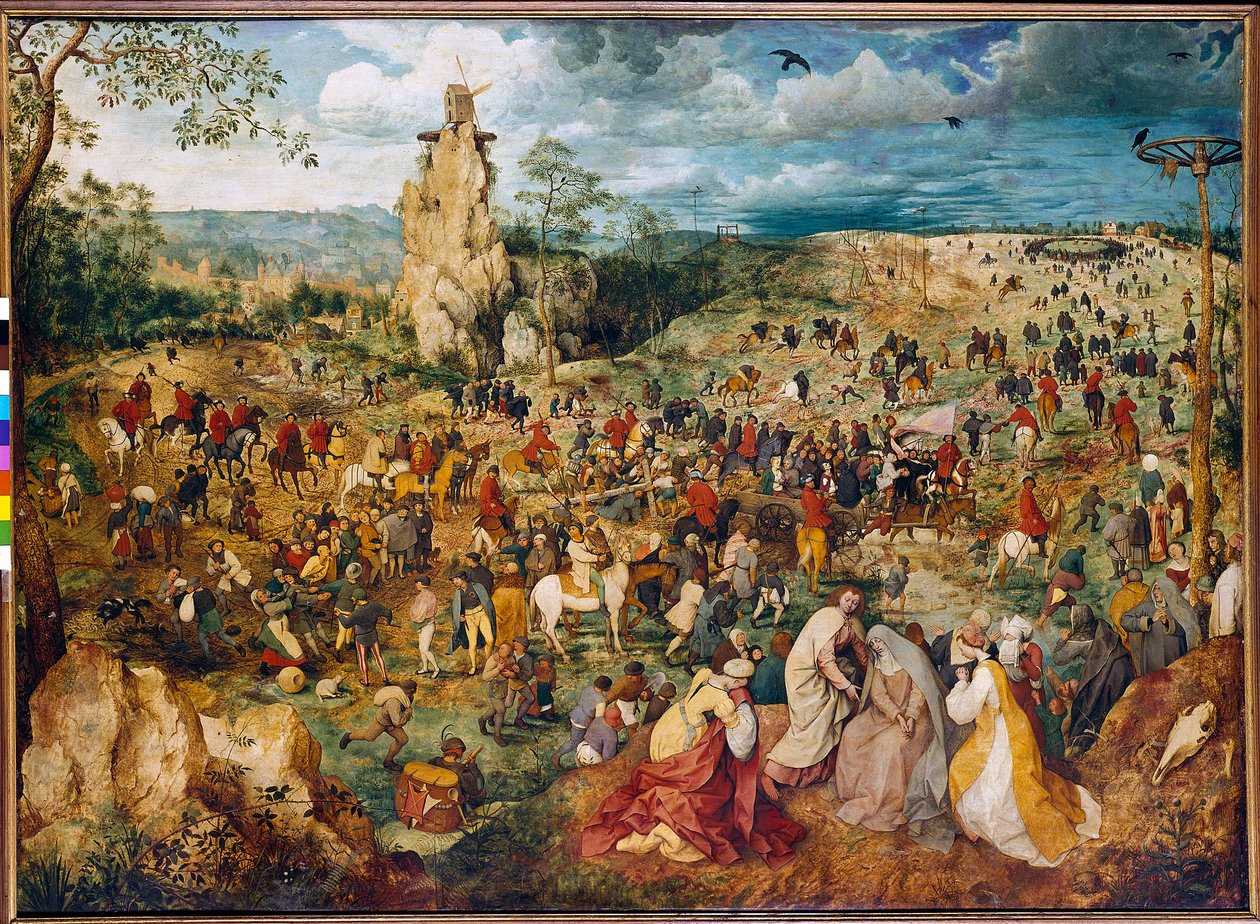 Kristus kantaa ristiä (Ristin kantaminen). Pieter Bruegelin (tai Breugelin tai Brueghelin tai Breughelin) entisen maalaus (1525-1569). 1564. Öljy puulle. Mitat: 1,24 x 1,70 m. Wien, Kunsthistorisches Museum. tekijältä Pieter Bruegel the Elder