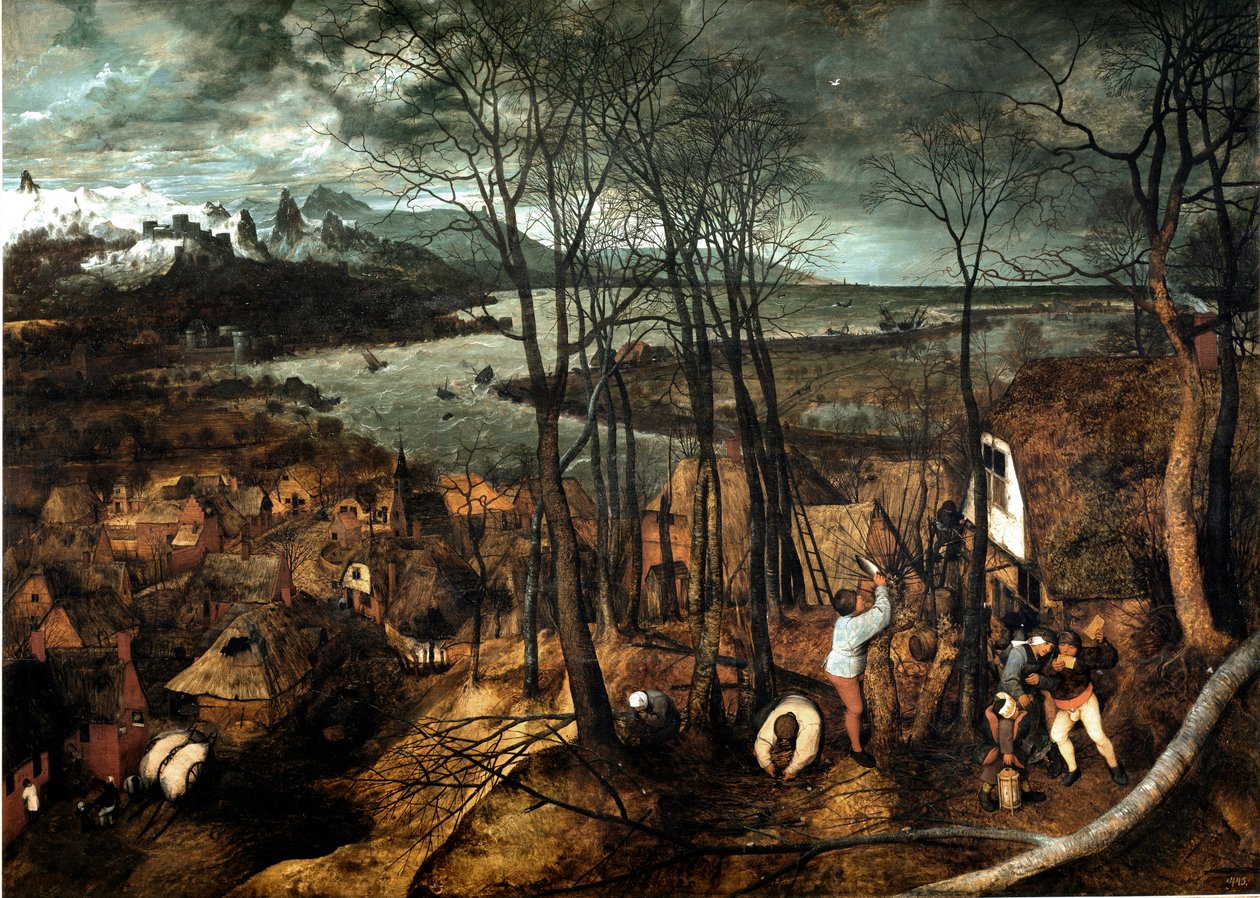 Pilvinen päivä Pieter Bruegel muinaisen maalaus (tai Pierre Bruegel tai Pieter Bruegel tai Brueghel tekijältä Pieter Bruegel the Elder