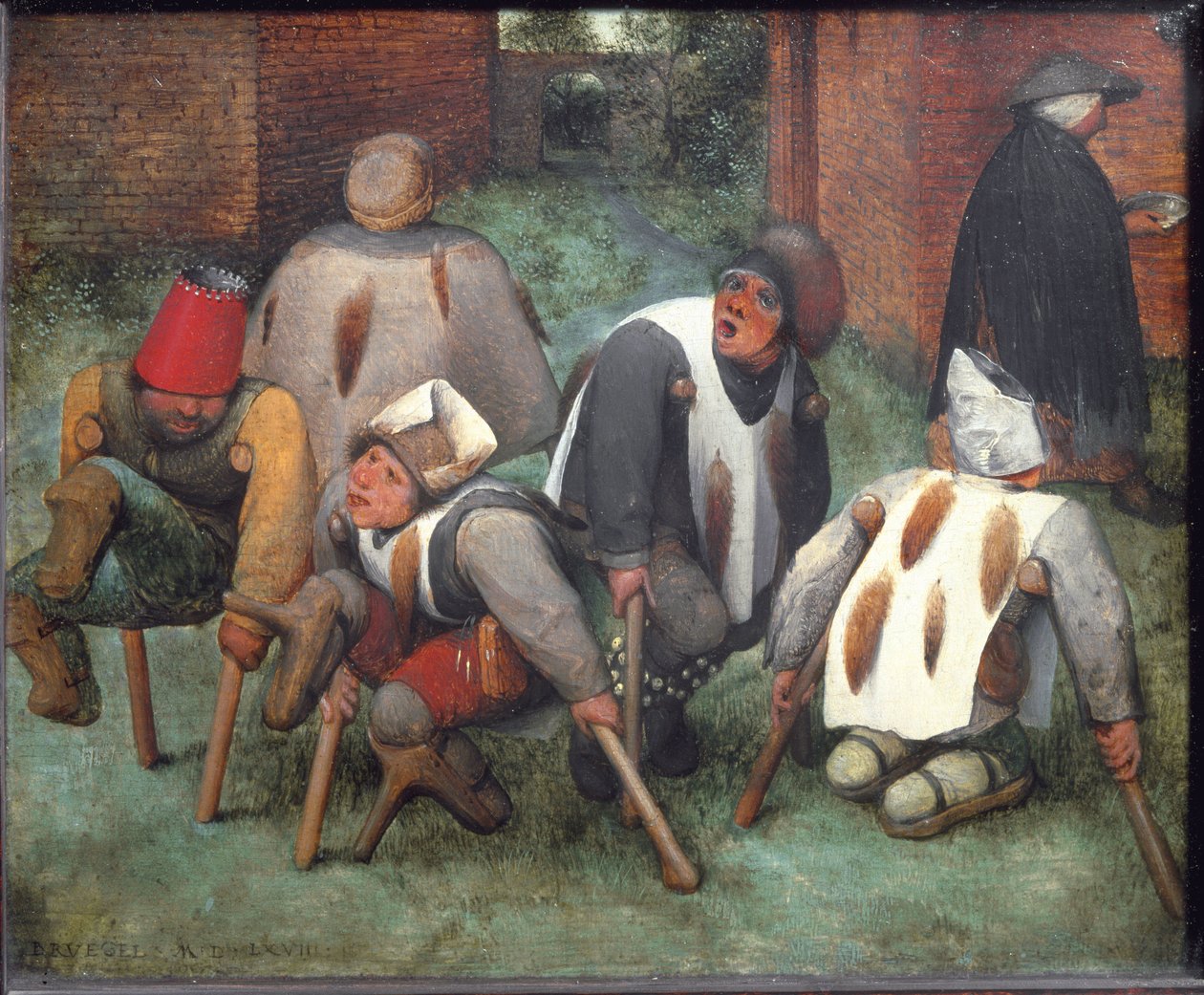The Beggars or The Cripples - öljy puulle tekijältä Pieter Bruegel the Elder
