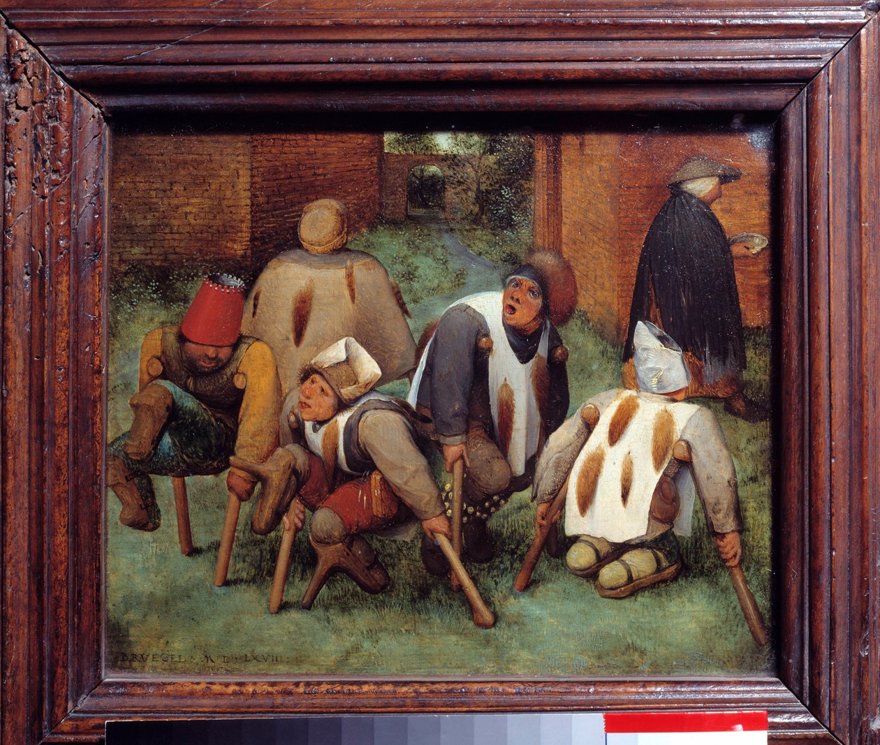 Kerjäläiset Kuolleiden ja onnellisten vammaisten ryhmät. Pieter Bruegelin (tai Breugelin tai Brueghelin tai Breughelin) entisen maalaus (1525-1569). 1568. Dim. 0,18x0,21 m. Louvre-museo, Pariisi tekijältä Pieter Bruegel the Elder