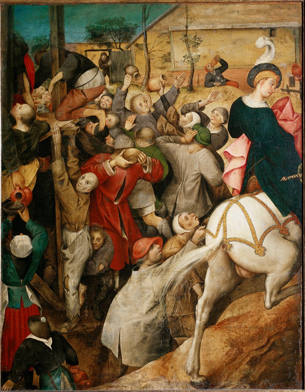 Saint Martinin viini, yksityiskohta. (öljy puulle tekijältä Pieter Bruegel the Elder