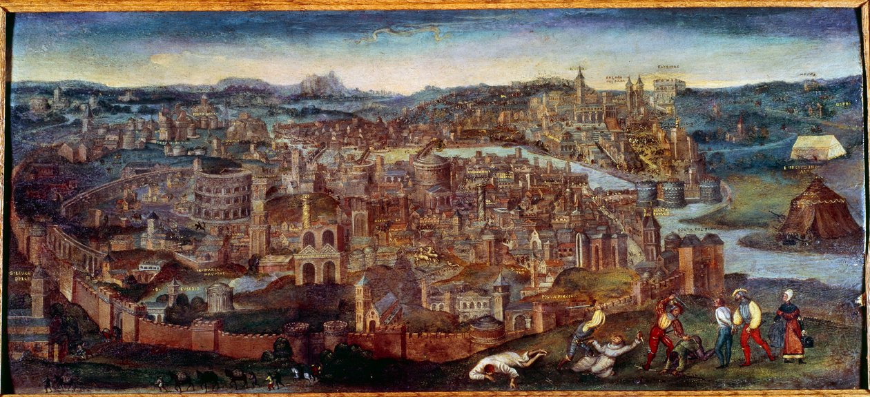 Näkymä Roomaan. Pieter Brueghelin maalaus sanoo vanhaa (tai vanhaa tekijältä Pieter Bruegel the Elder