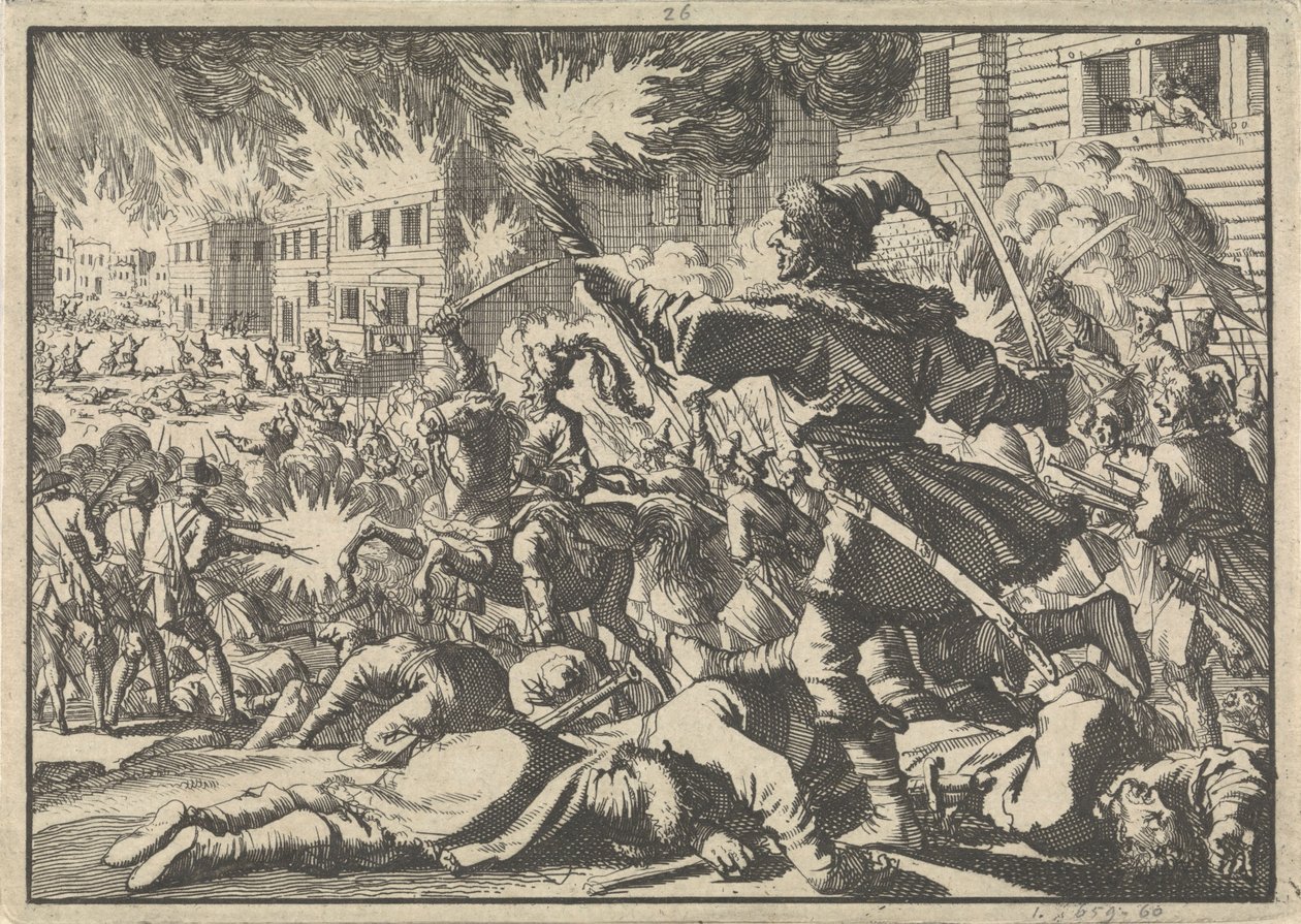 Taistelut Moskovan kaduilla venäläisten ja puolalaisten välillä vuosina 1611, 1698 tekijältä Pieter Van der Aa