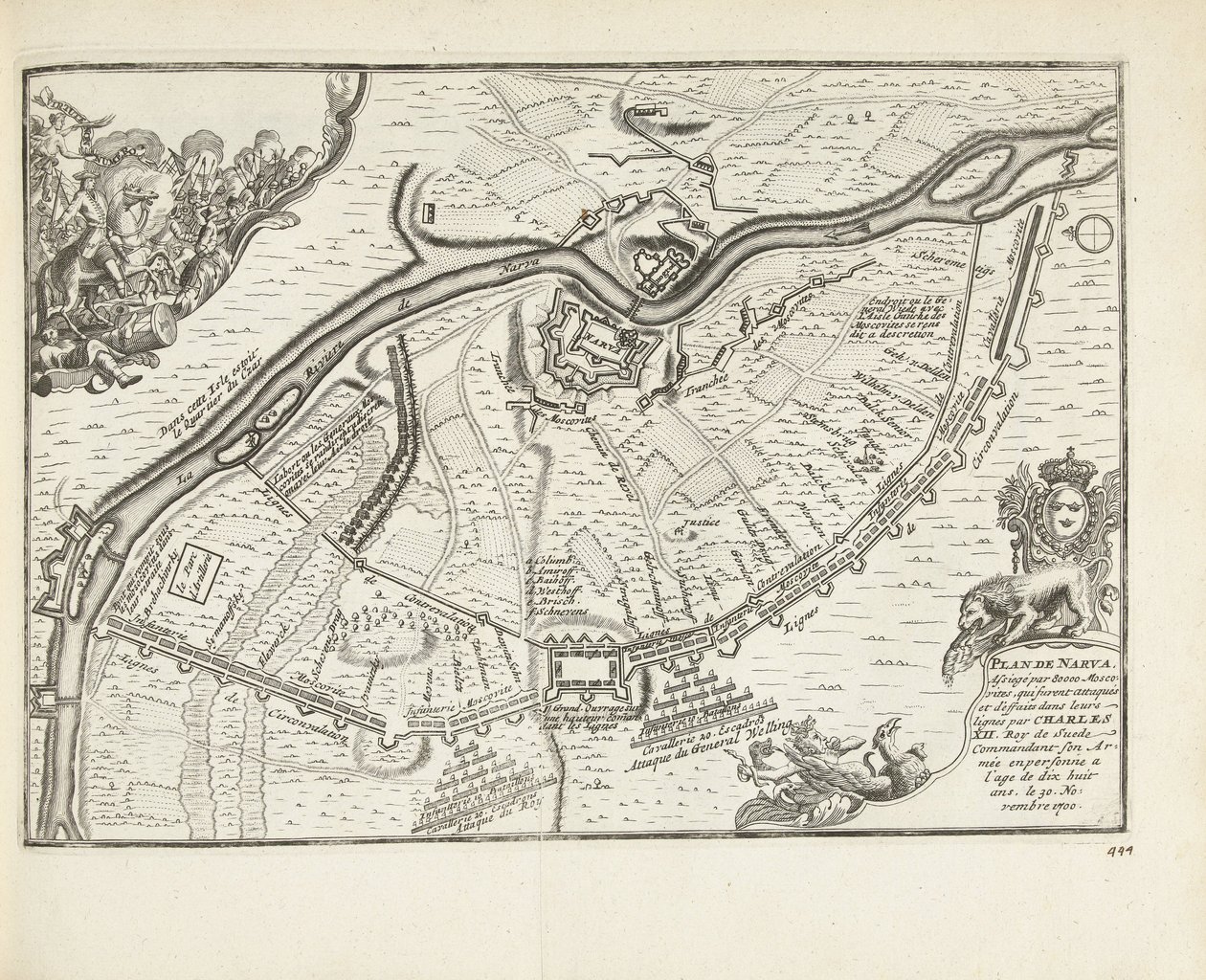 Narvan piiritys ja taistelu 1700, 1726 tekijältä Pieter Van der Aa