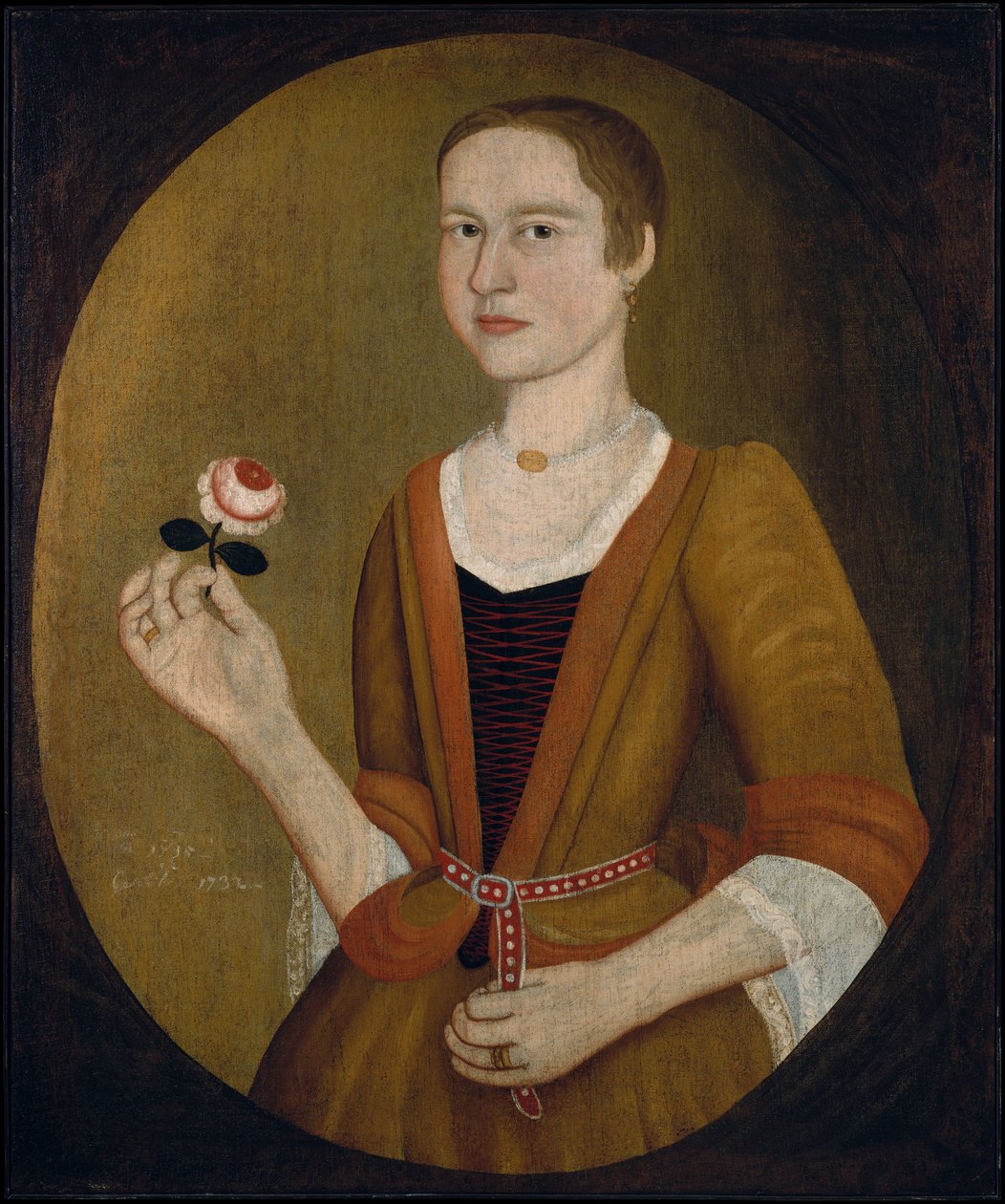 Nuori nainen ruusun kanssa, 1732. tekijältä Pieter Vanderlyn