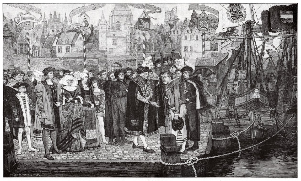 Sokerikauppa, Antwerpen, noin 1510-20 (kaiverrus). tekijältä Pieter Verhaert