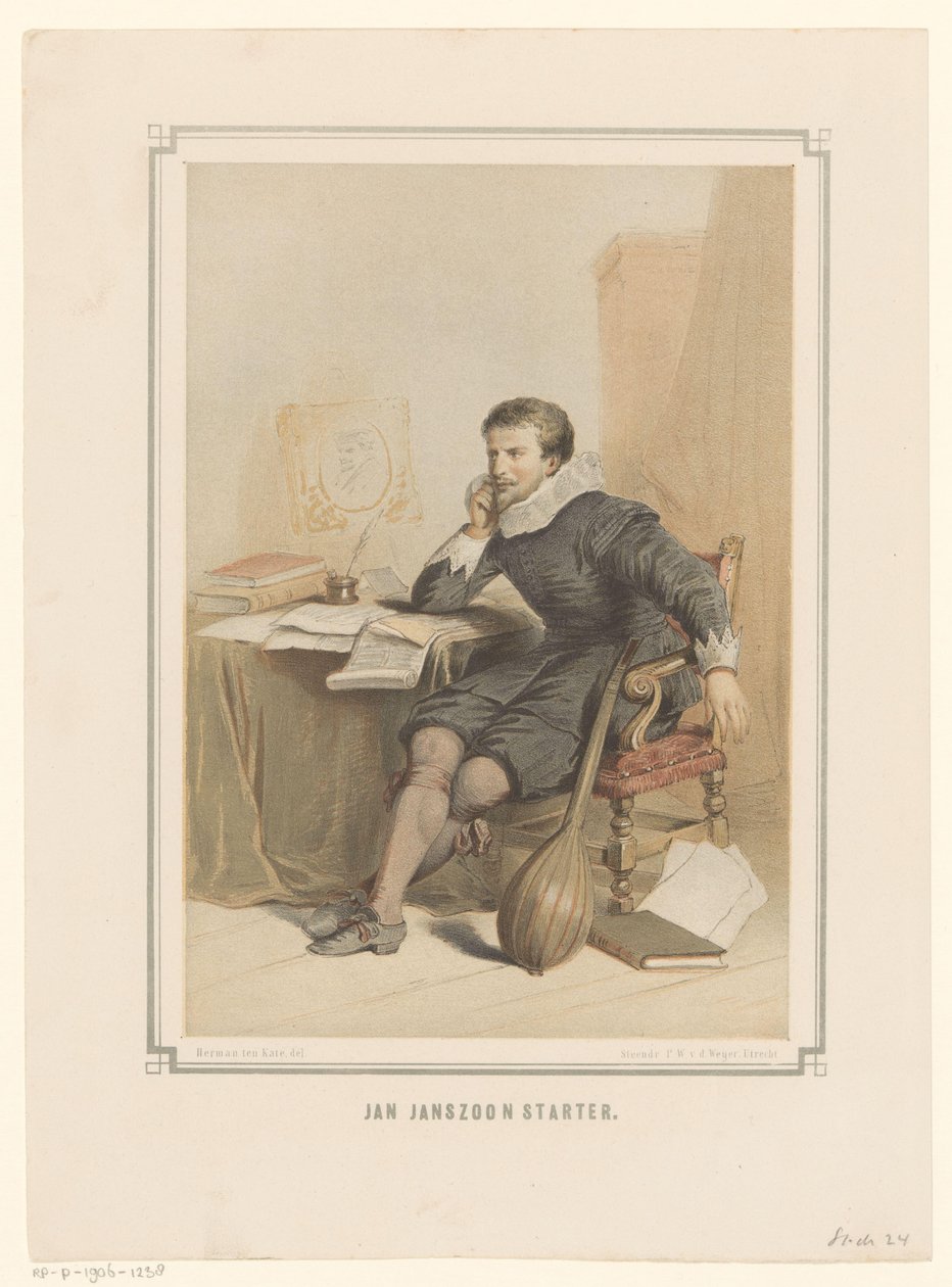 Jan Janszoon Aloittaja kirjoituspöytänsä ääressä tekijältä Pieter Wilhelmus van de Weijer