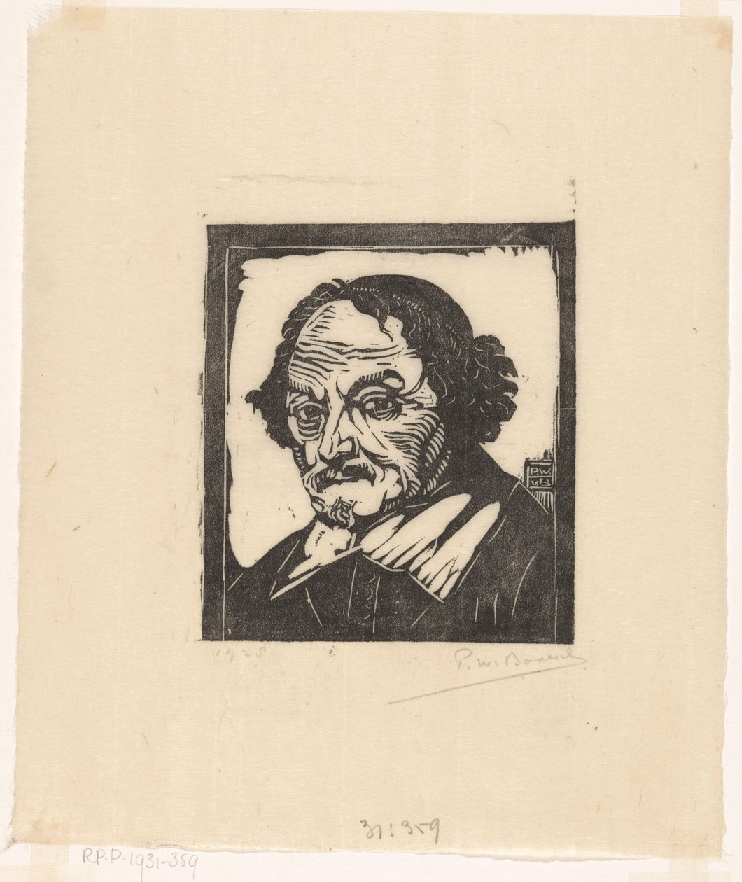Joost van den Vondelin muotokuva tekijältä Pieter Willem van Baarsel (signed by artist)