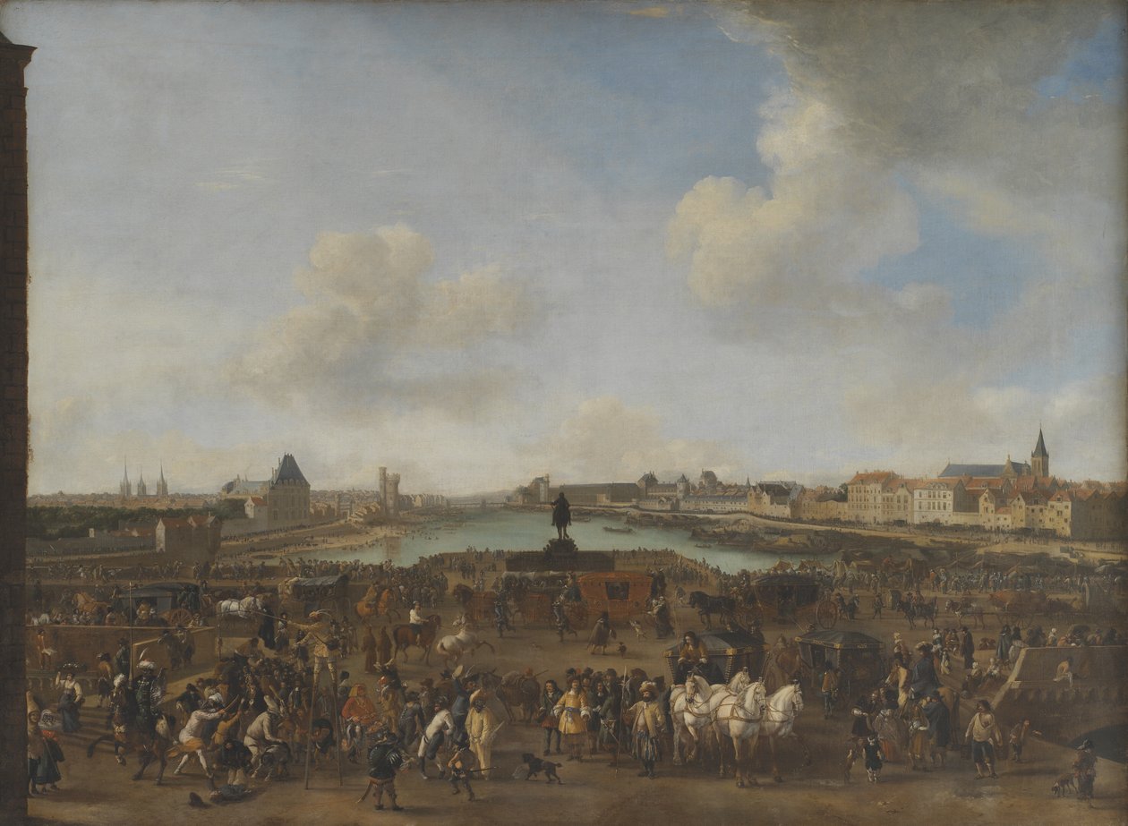 Näkymä Pariisiin Place Dauphine -aukiolta tekijältä Pieter Wouwerman