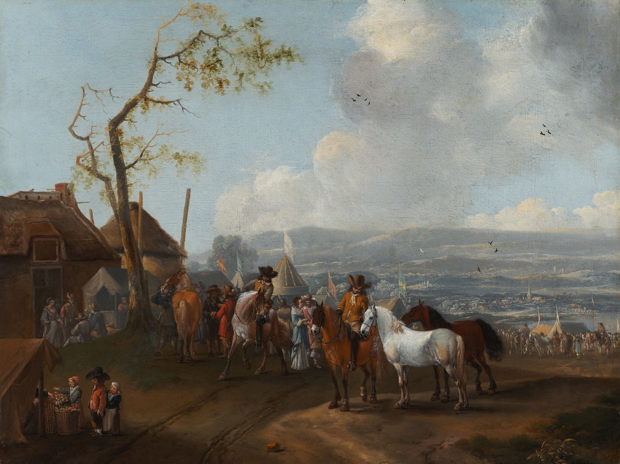 Leirikohtaus (öljy kankaalle) tekijältä Pieter Wouwermans or Wouwerman