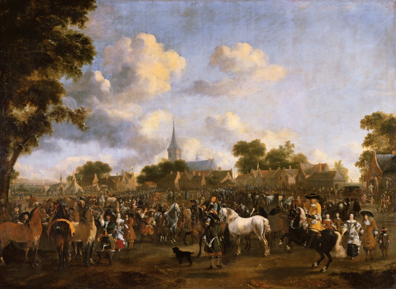 Hevosmessut Valkenburgissa, 1675 tekijältä Pieter Wouwermans or Wouwerman