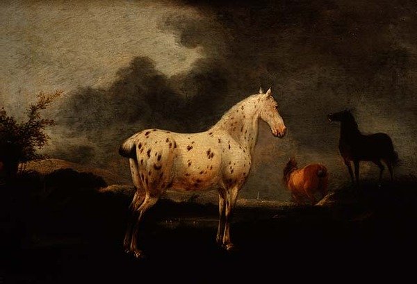 Maisema kirpeänharmaalla hevosella, n. 1670 (öljy paneelille) tekijältä Pieter Wouwermans or Wouwerman
