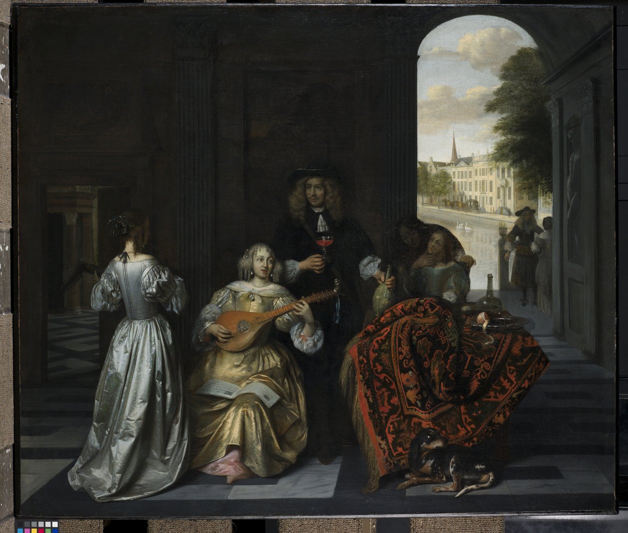 Musiikkijuhlat (öljy kankaalle) tekijältä Pieter de Hooch