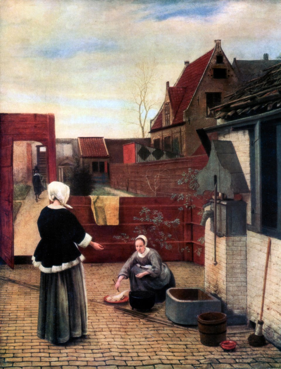Nainen ja hänen piika pihalla, c1660-1661, 1933 tekijältä Pieter de Hooch