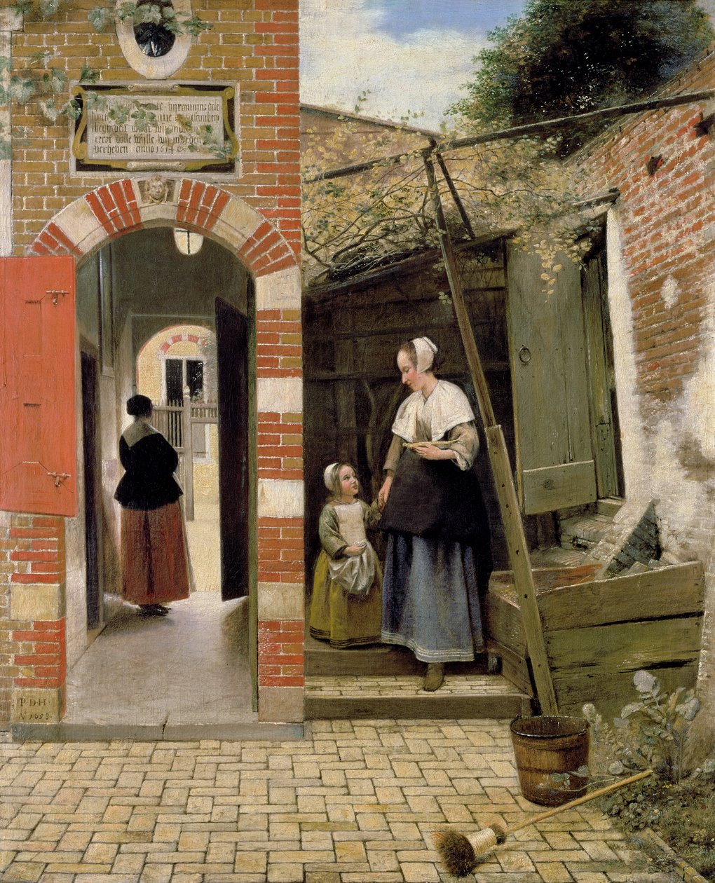 Delftin talon piha, 1658 tekijältä Pieter de Hooch