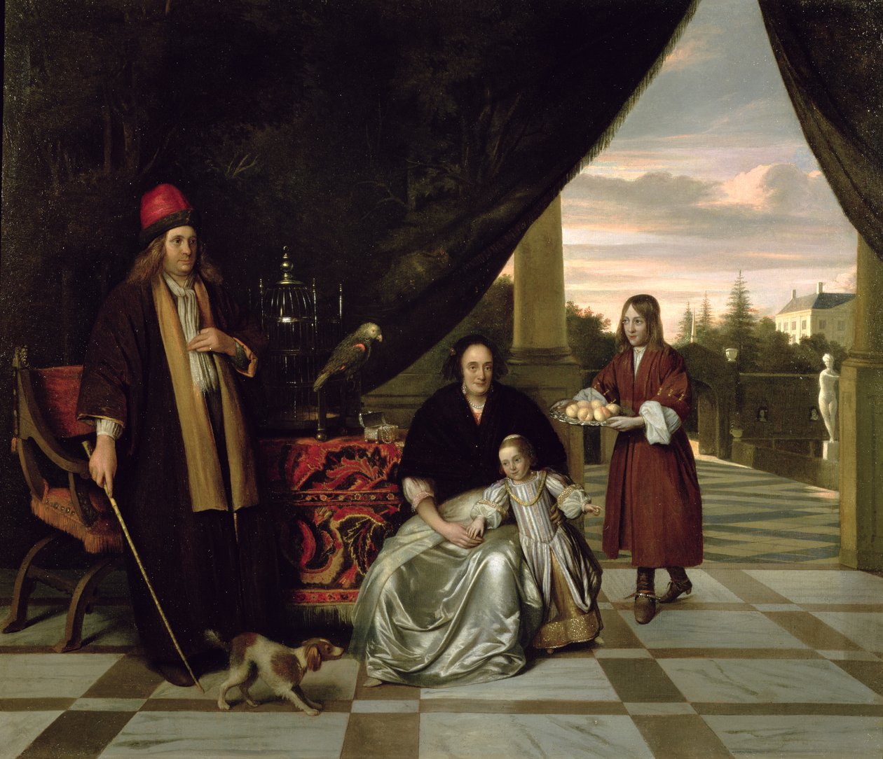 Perhemuotokuva terassilla, 1667 tekijältä Pieter de Hooch