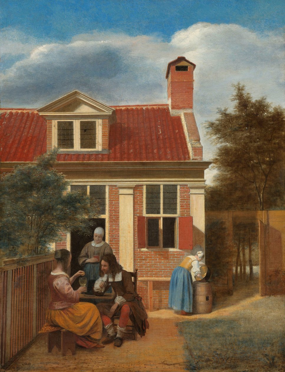 Figuurit sisäpihalla talon takana, n. 1663-5 tekijältä Pieter de Hooch