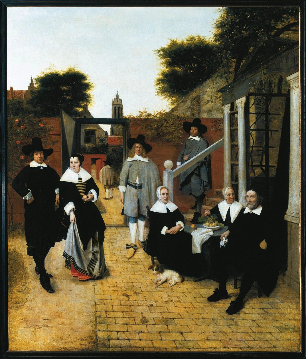 Ryhmämuotokuva porvarillisesta perheestä Delftistä (öljy kankaalle, n. 1662) tekijältä Pieter de Hooch