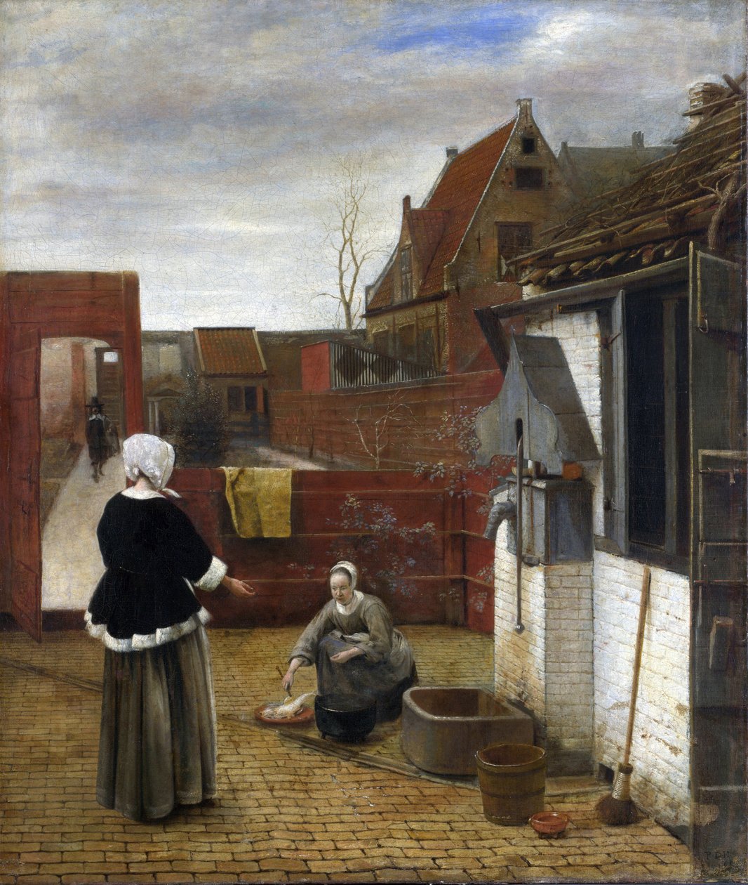 Hooch, Pieter, de (1629-1684) Nainen ja piika pihalla Öljy kankaalle n. 1661 National Gallery, Lontoo 73,7x62,6 tekijältä Pieter de Hooch