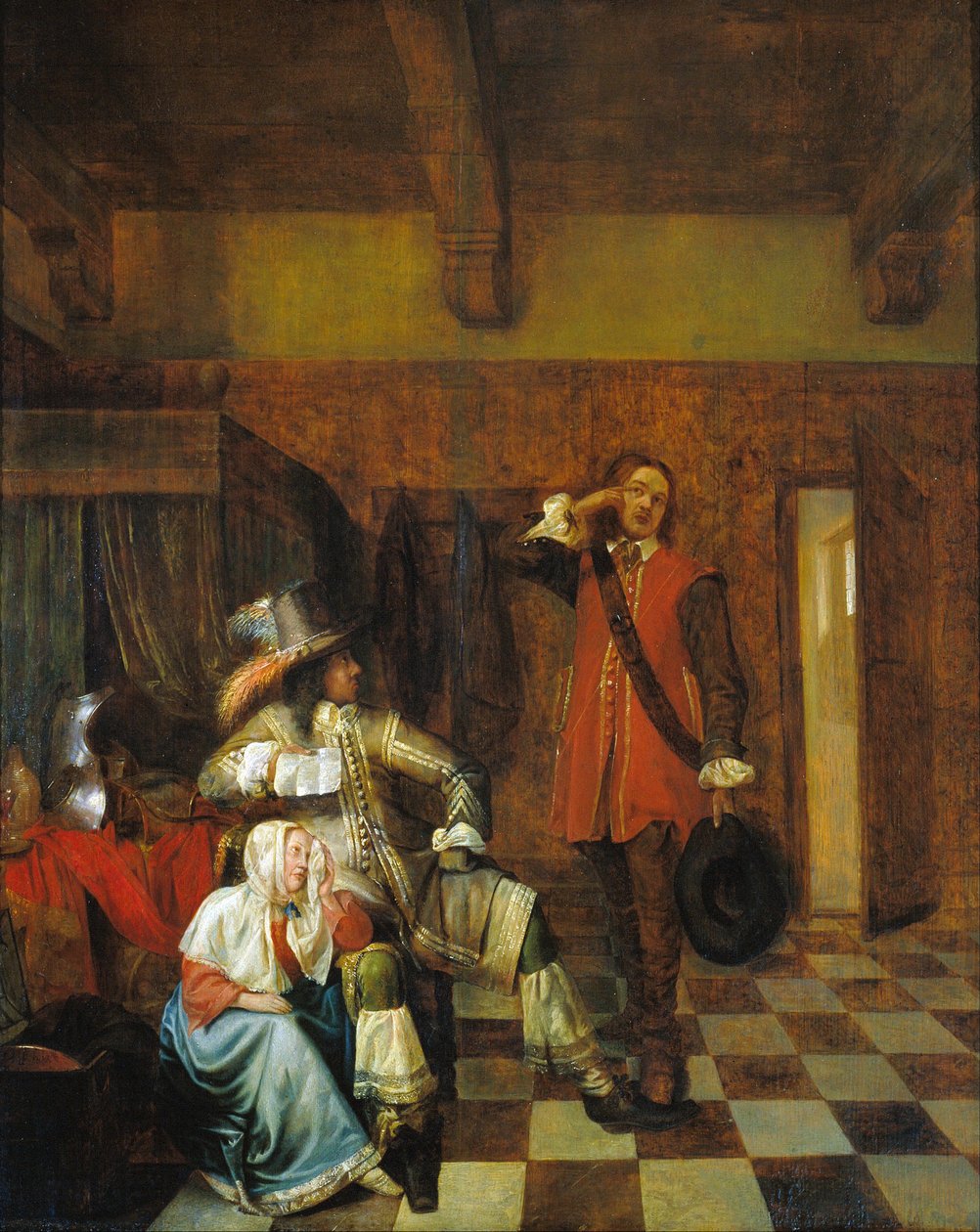Huonojen uutisten kantaja - Huonojen uutisten kantaja - Hooch, Pieter, de (1629-1684) - n. 1655 - Öljy puulle - 67,8x56 cm - Museu Nacional d