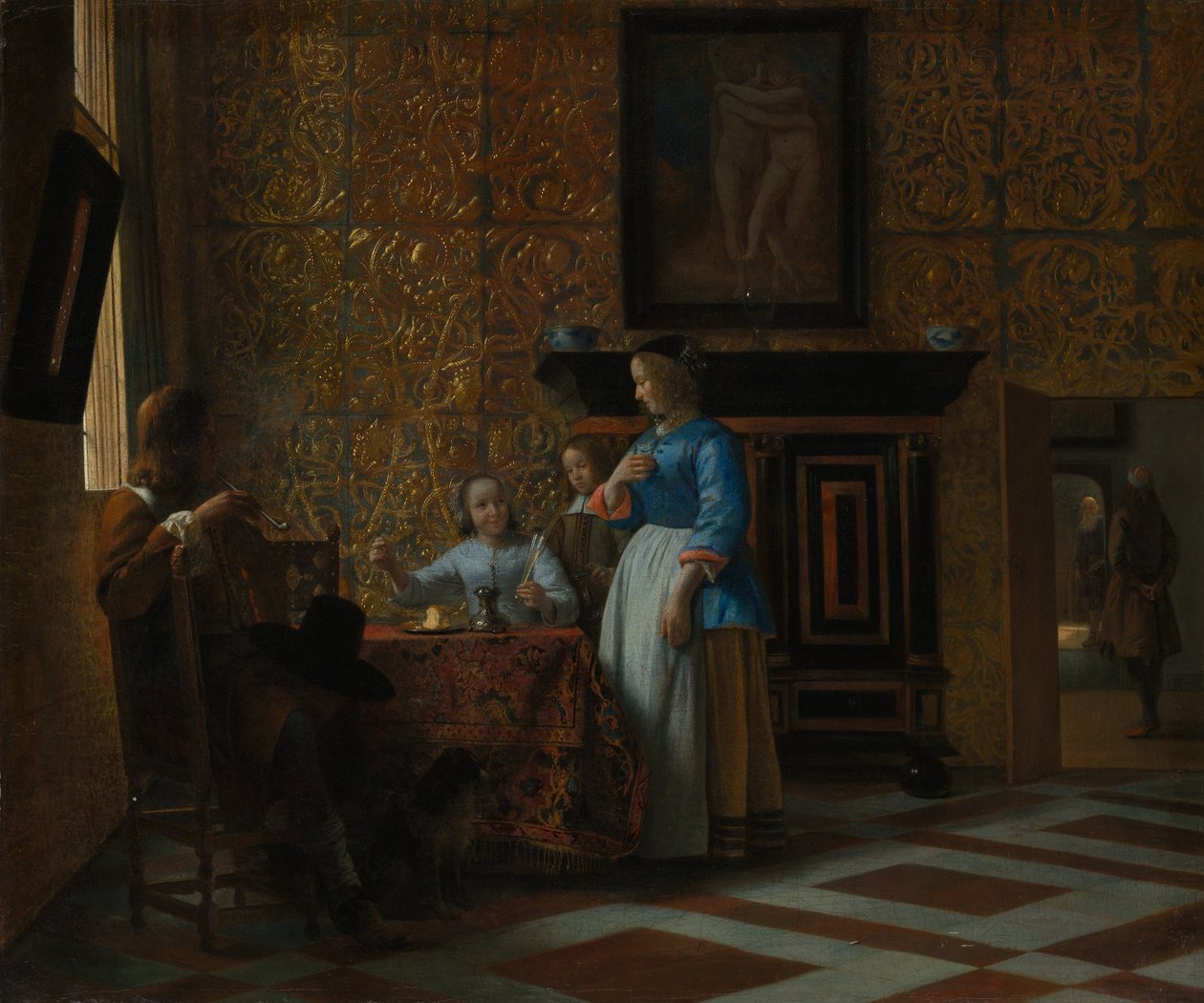 Vapaa-aika tyylikkäässä ympäristössä, n. 1663-65. tekijältä Pieter de Hooch
