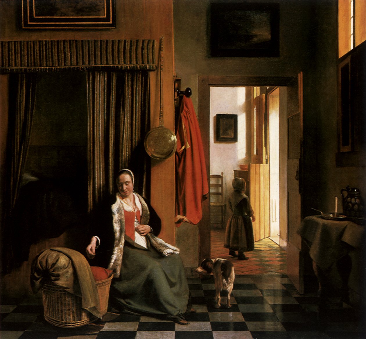 Äiti, n. 1661-63 (öljy kankaalle) tekijältä Pieter de Hooch