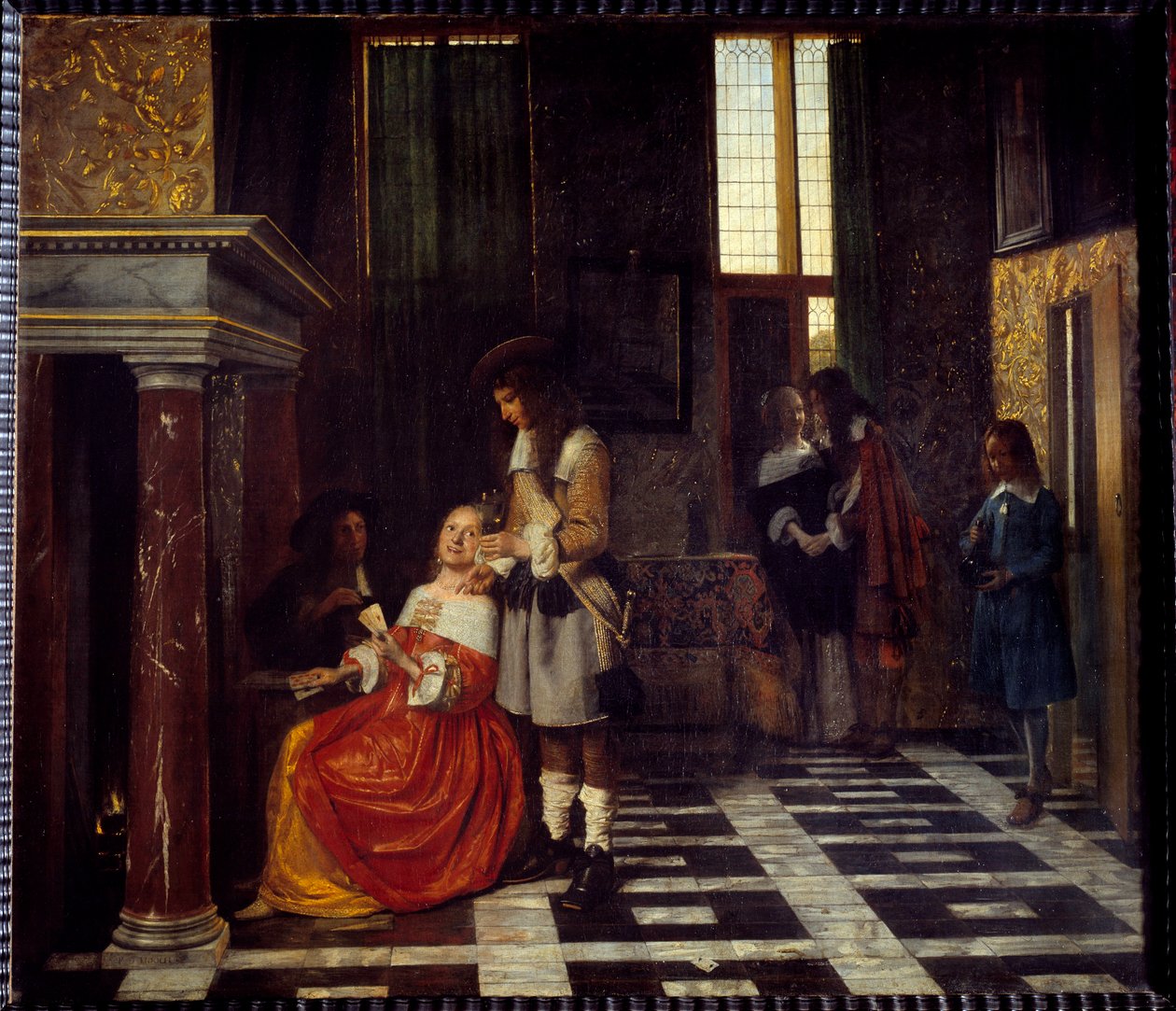 Kortin pelaajat. Peter Hooghin (1629-1681) maalaus Ec. Flam. tekijältä Pieter de Hooch