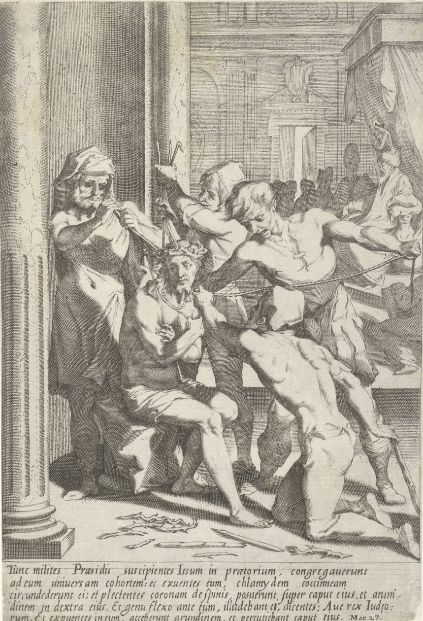 Doornenkroning van Christus Passie van Christus (sarjan nimi) Passion and Resurrection (sarjan nimi) tekijältä Pieter de Jode (I)