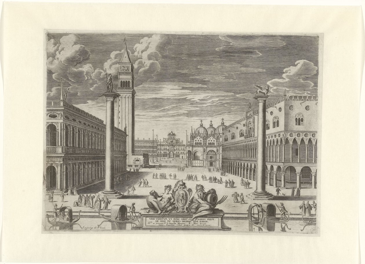Näkymä Piazzettalle Venetsiassa, 1585 Vrbs Venetvm vt Nvlli (...) (otsikko esineessä) tekijältä Pieter de Jode (I)