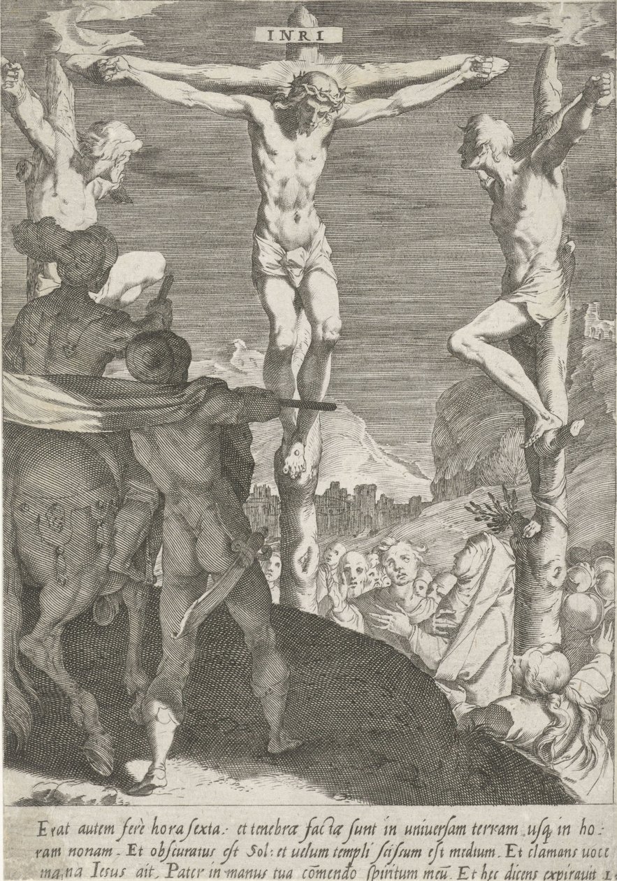 Kruising van Christus Passie van Christus (sarjan nimi) Passion and Resurrection (sarjan nimi) tekijältä Pieter de Jode (I)
